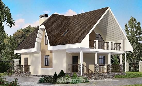 125-001-Л Проект двухэтажного дома с мансардой, уютный дом из газосиликатных блоков Прохладный | Проекты домов от House Expert