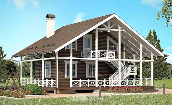 080-001-П Проект двухэтажного дома с мансардой, красивый загородный дом из дерева Нальчик | Проекты домов от House Expert