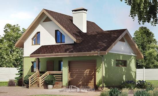 120-002-П Проект двухэтажного дома с мансардой, гараж, классический коттедж из газосиликатных блоков Прохладный | Проекты домов от House Expert