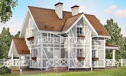 160-003-Л Проект двухэтажного дома мансардой, доступный коттедж из поризованных блоков Прохладный, House Expert