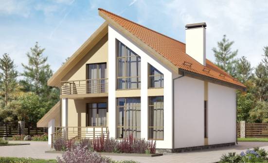 170-009-П Проект двухэтажного дома с мансардой, гараж, простой домик из газосиликатных блоков Прохладный | Проекты домов от House Expert