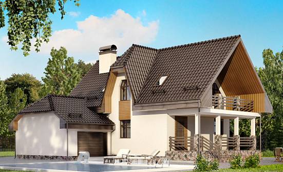 150-001-Л Проект двухэтажного дома мансардный этаж и гаражом, доступный коттедж из газобетона Нальчик | Проекты домов от House Expert