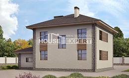 185-004-П Проект двухэтажного дома, гараж, уютный коттедж из теплоблока Нальчик, House Expert