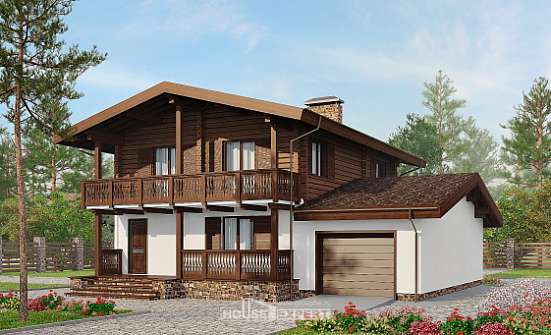 200-011-П Проект двухэтажного дома с мансардой, средний загородный дом из арболита Прохладный | Проекты домов от House Expert