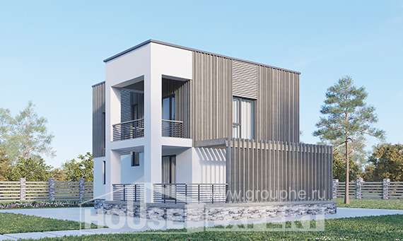 150-017-П Проект двухэтажного дома, простой загородный дом из пеноблока Прохладный, House Expert