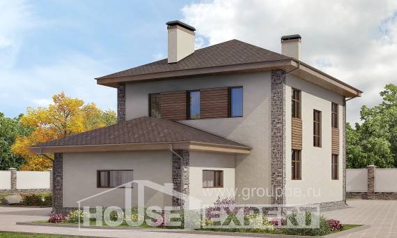 185-004-П Проект двухэтажного дома, гараж, красивый загородный дом из арболита Прохладный, House Expert