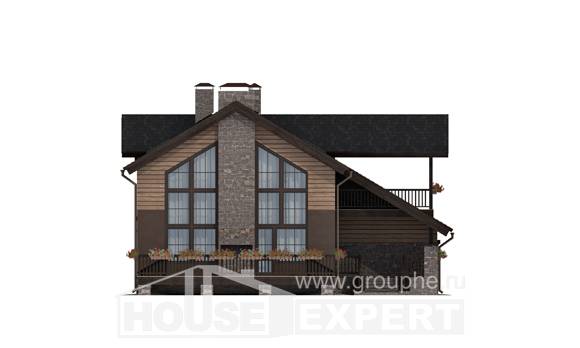240-002-П Проект двухэтажного дома с мансардным этажом и гаражом, современный загородный дом из блока Прохладный, House Expert