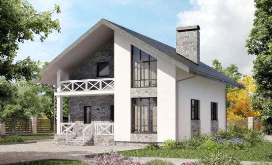 155-001-Л Проект двухэтажного дома с мансардным этажом и гаражом, доступный дом из теплоблока Прохладный | Проекты домов от House Expert