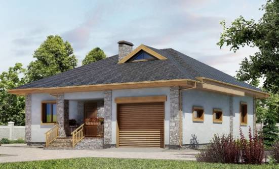 130-006-П Проект одноэтажного дома и гаражом, простой домик из арболита Нальчик | Проекты одноэтажных домов от House Expert