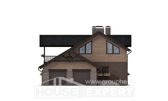 240-002-П Проект двухэтажного дома с мансардным этажом и гаражом, классический домик из теплоблока Прохладный, House Expert