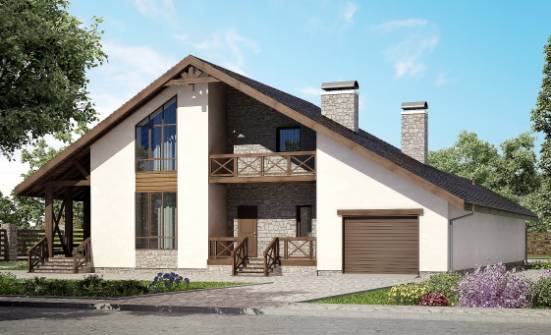 265-001-П Проект двухэтажного дома с мансардным этажом, гараж, просторный домик из бризолита Нальчик | Проекты домов от House Expert