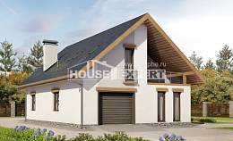 185-005-П Проект двухэтажного дома с мансардным этажом и гаражом, классический домик из газосиликатных блоков Нальчик, House Expert
