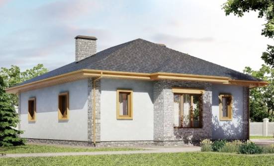 130-006-П Проект одноэтажного дома и гаражом, простой домик из арболита Нальчик | Проекты одноэтажных домов от House Expert