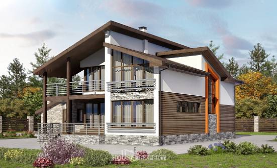 240-004-П Проект двухэтажного дома мансардой и гаражом, классический загородный дом из керамзитобетонных блоков Прохладный | Проекты домов от House Expert