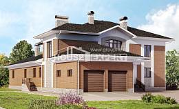 520-002-Л Проект трехэтажного дома, гараж, просторный дом из блока Нальчик, House Expert
