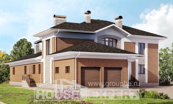 520-002-Л Проект трехэтажного дома, гараж, просторный дом из блока Нальчик, House Expert