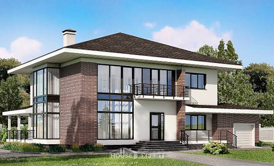 275-002-П Проект двухэтажного дома и гаражом, большой коттедж из кирпича Прохладный | Проекты домов от House Expert