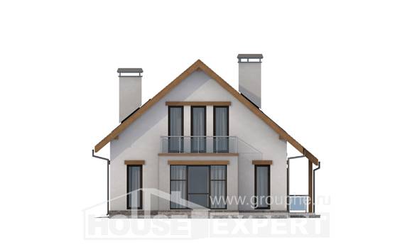 185-005-П Проект двухэтажного дома мансардой и гаражом, современный домик из арболита Нальчик, House Expert