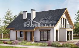 185-005-П Проект двухэтажного дома с мансардным этажом, гараж, просторный загородный дом из арболита Нальчик, House Expert