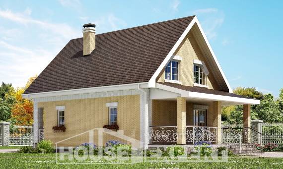 130-004-П Проект двухэтажного дома мансардный этаж, бюджетный загородный дом из блока Нальчик, House Expert