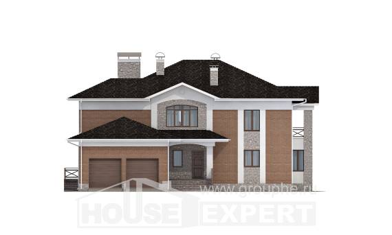 520-002-Л Проект трехэтажного дома и гаражом, просторный дом из пеноблока Прохладный, House Expert
